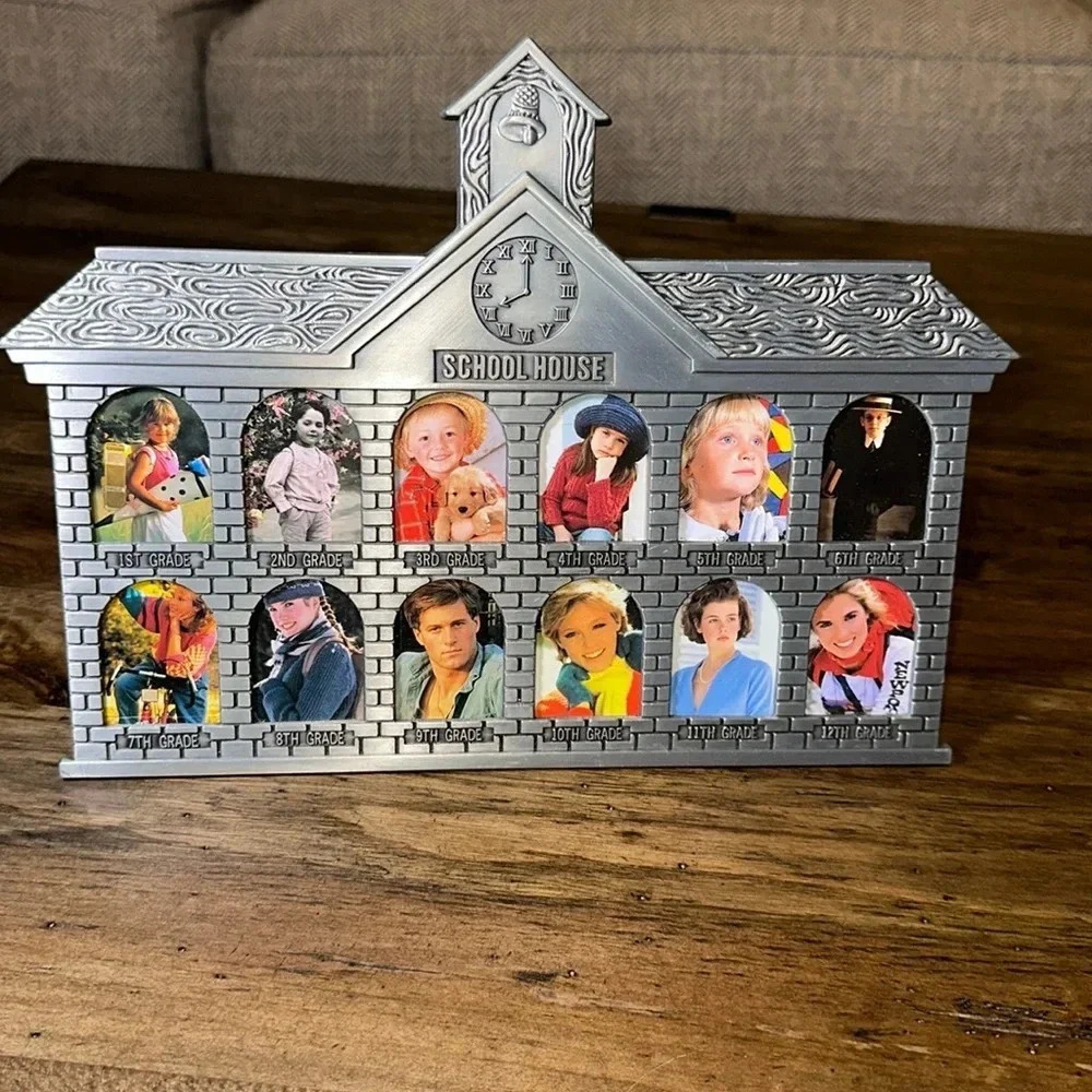 NWOT School House Silver Picture Photo Frame Home Accents Decor Table Top